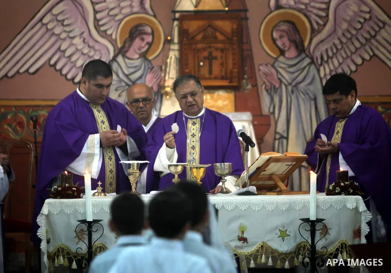 Latin Patriarch of Jerusalem Fouad Twal arrives at at Deir al-Laten Church in Gaza City December 18, 2011, to attend a celebration with Palestinians ahead of Christmas. Photo by Yasser Fathi