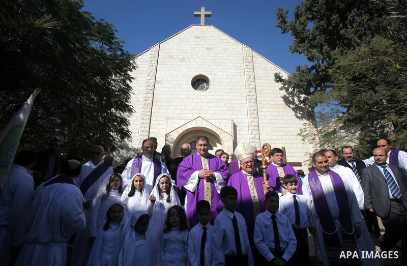 Latin Patriarch of Jerusalem Fouad Twal arrives at at Deir al-Laten Church in Gaza City December 18, 2011, to attend a celebration with Palestinians ahead of Christmas. Photo by Yasser Fathi