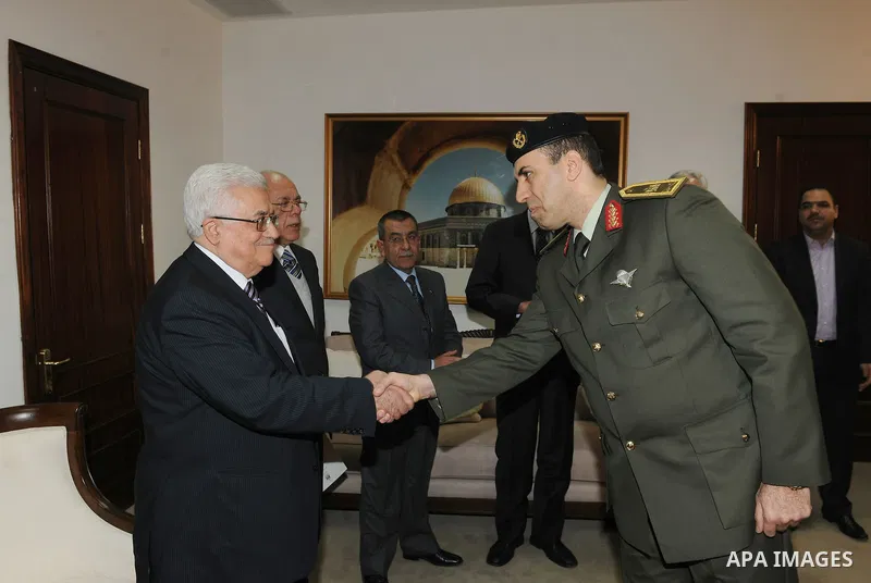 Palestinian President, Mahmoud Abbas (Abu Mazen), Gives Major General Ali Diab 'Abu'Al-Fath' "The Star of Jerusalem for military" and the appointment of Major Nidal Abu Dukhan National Security Command. in the West Bank...