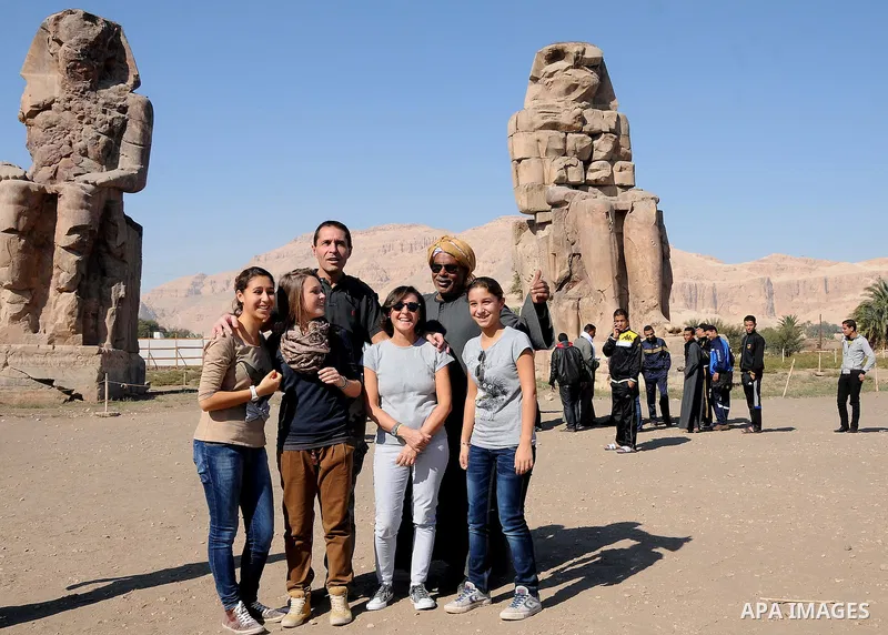 Foreign tourists during thier tour in the Tourism places at the luxor, Before the start of the Christmas Christians, in Egypt on Dec. 27, 2011. Photo by Ahmed Asad