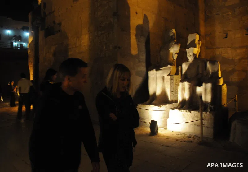 Foreign tourists during thier tour in the Tourism places at the luxor, Before the start of the Christmas Christians, in Egypt on Dec. 27, 2011. Photo by Ahmed Asad