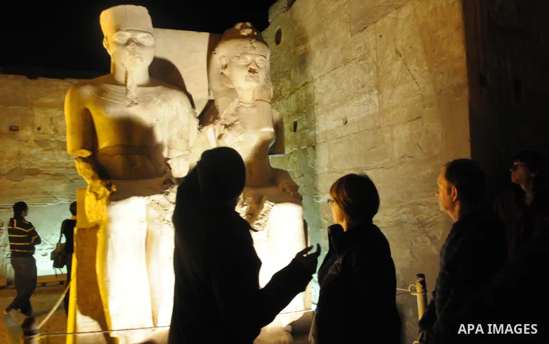 Foreign tourists during thier tour in the Tourism places at the luxor, Before the start of the Christmas Christians, in Egypt on Dec. 27, 2011. Photo by Ahmed Asad
