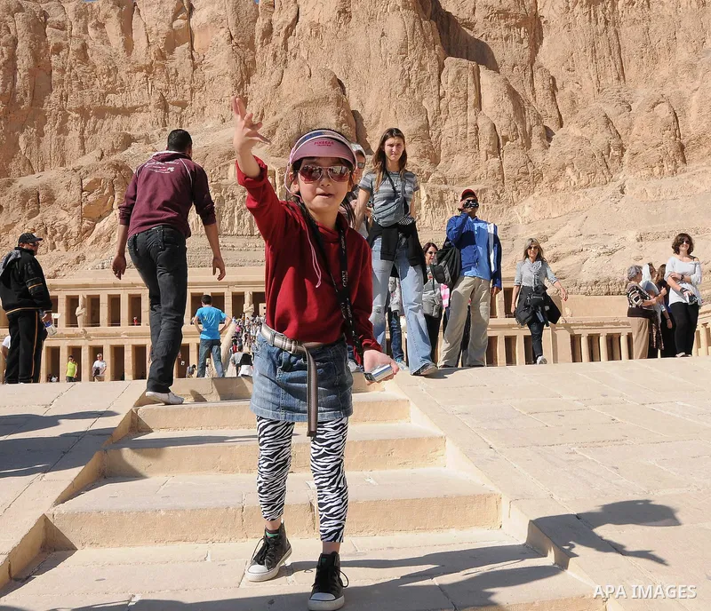 Foreign tourists during thier tour in the Tourism places at the luxor, Before the start of the Christmas Christians, in Egypt on Dec. 27, 2011. Photo by Ahmed Asad