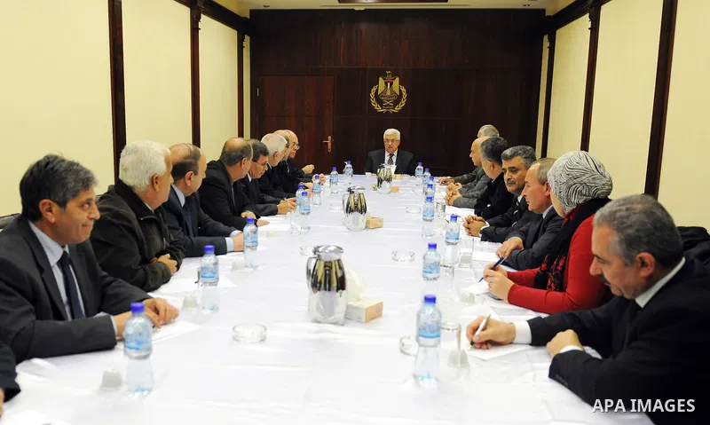 Palestinian President, Mahmoud Abbas (Abu Mazen), chairs the meeting of the Central Committee of the Palestine National Liberation Movement (Fatah) in the West Bank city of Ramallah on Dec 29, 2011. Photo by Mufeed Abu H...