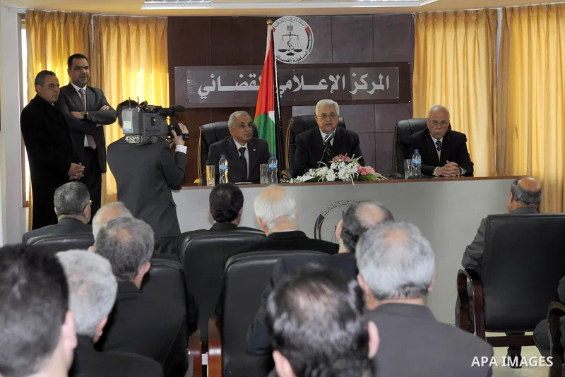 Palestinian President, Mahmoud Abbas (Abu Mazen), during the open the Centre for Judicial Studies in the West bank City of Al- Bira. Photo by Thaer Ganaim