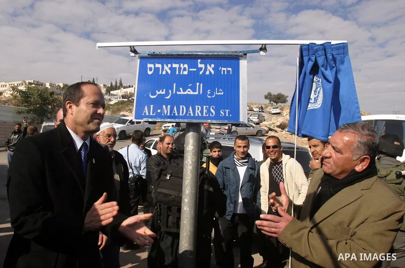 Jerusalem Mayor Nir Barkat, visit the Issawiya neighborhood in east Jerusalem, Wednesday, Jan. 4, 2012. Minor clashes erupted Wednesday after Jerusalem Mayor Nir Barkat visited an east Jerusalem neighborhood, between Isr...