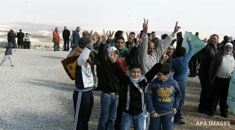 Palestinian demonstrators take part in a protest in the mostly Arab Jerusalem neighbourhood of Esawia on Jan.06,2012. Israel has decided to confiscate new lands in Jerusalem . Photo by Mahfouz Abu Turk
