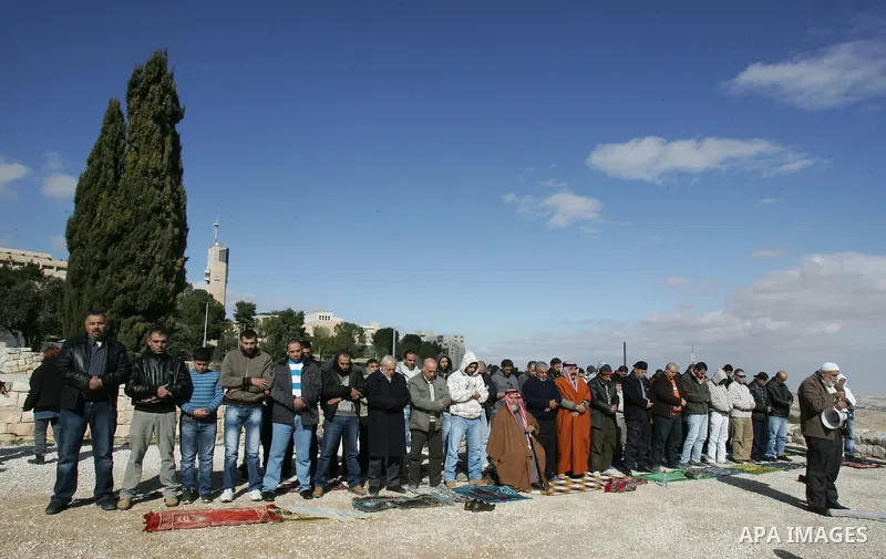 Palestinian demonstrators take part in a protest in the mostly Arab Jerusalem neighbourhood of Esawia on Jan.06,2012. Israel has decided to confiscate new lands in Jerusalem . Photo by Mahfouz Abu Turk
