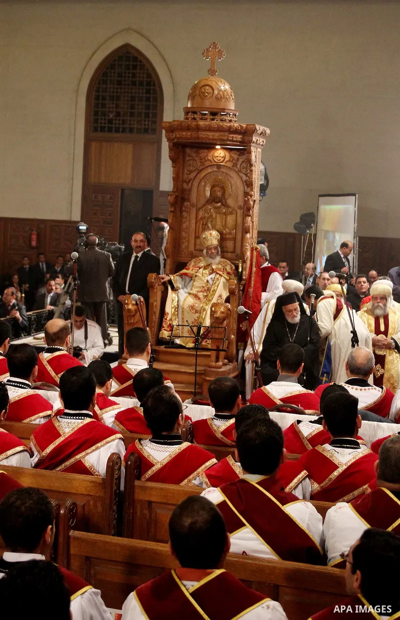 Pope Shenouda III, the 117th Pope of the Coptic Orthodox Church of Alexandria and Patriarch of the See of St. Mark Cathedral, leads the Coptic Christmas eve mass at the main cathedral in Cairo January 6, 2012. Egypt's Ch...