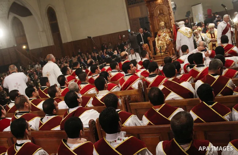 Pope Shenouda III, the 117th Pope of the Coptic Orthodox Church of Alexandria and Patriarch of the See of St. Mark Cathedral, leads the Coptic Christmas eve mass at the main cathedral in Cairo January 6, 2012. Egypt's Ch...