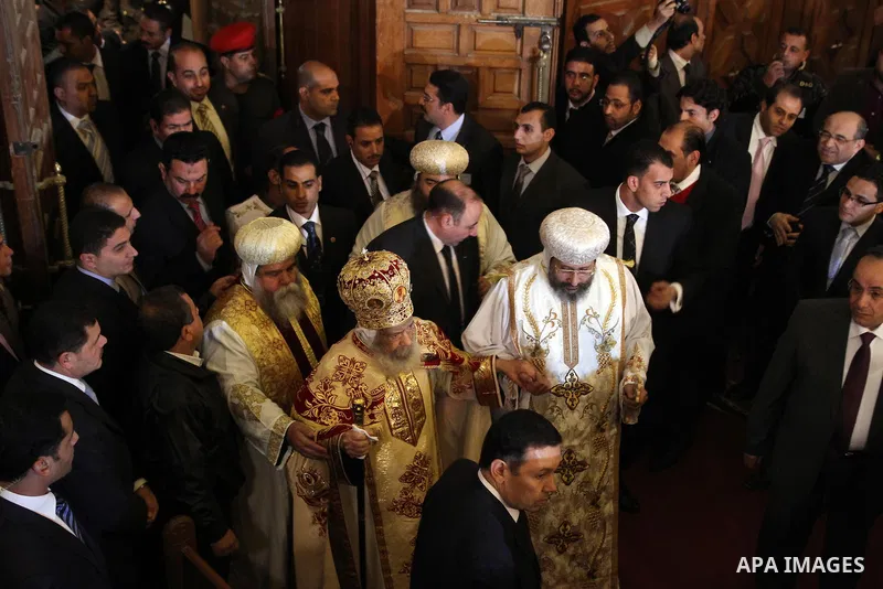 Pope Shenouda III, the 117th Pope of the Coptic Orthodox Church of Alexandria and Patriarch of the See of St. Mark Cathedral, leads the Coptic Christmas eve mass at the main cathedral in Cairo January 6, 2012. Egypt's Ch...