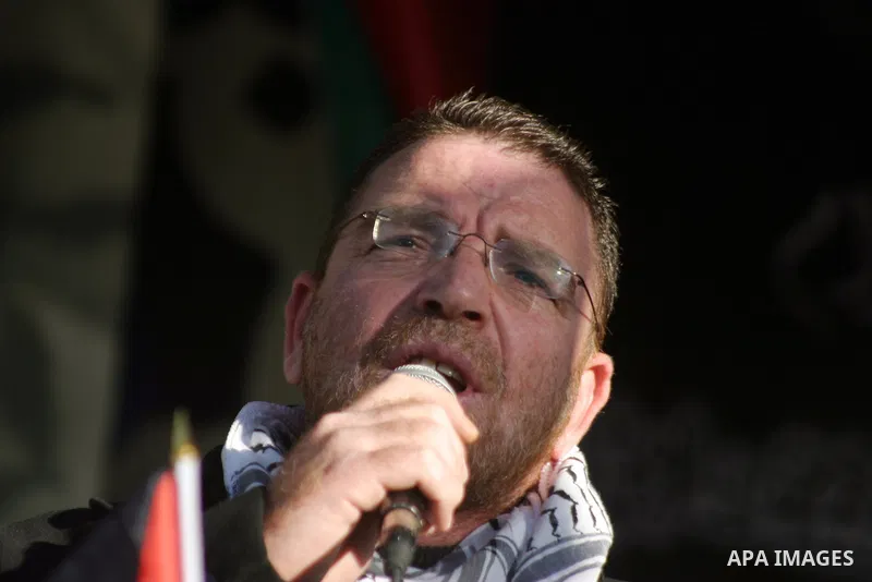 Member of Fatah movement, Omar Shalabey, speaks during a celebration to mark the 47th anniversary of the Fatah political movement, in sour baher Village, in jerusalem, on Jan 07, 201. Photo by Mahfouz Abu Turk