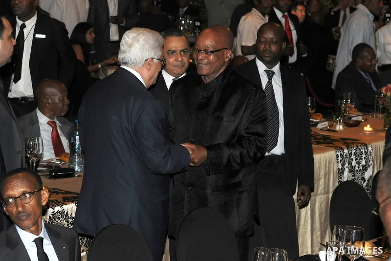 Palestinian President, Mahmoud Abbas (Abu Mazen), during a meeting with African President, Jacob Zuma, in South Africa in Bloemfontein, On Jan. 07, 2012. Photo by Thaer Ganaim