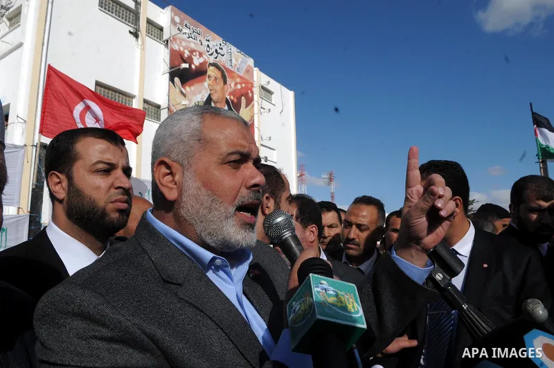 Palestinian Prime Minister in Gaza Strip, Ismail Haniyeh, during his visit to the central Tunisian city of Sidi Bouzid, the birthplace of the 2011 Tunisian revolution, on Jan. 07, 2012. Photo by Mohammed Al-Ostaz