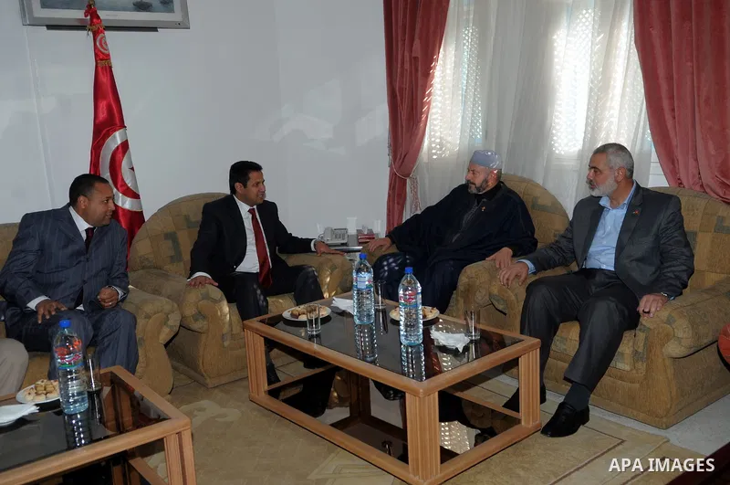 Palestinian Prime Minister in Gaza Strip, Ismail Haniyeh, during his visit to the central Tunisian city of Sidi Bouzid, the birthplace of the 2011 Tunisian revolution, on Jan. 07, 2012. Photo by Mohammed Al-Ostaz
