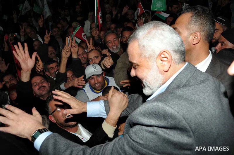Palestinian Prime Minister in Gaza Strip, Ismail Haniyeh, during his visit to the central Tunisian city of Sidi Bouzid, the birthplace of the 2011 Tunisian revolution, on Jan. 07, 2012. Photo by Mohammed Al-Ostaz
