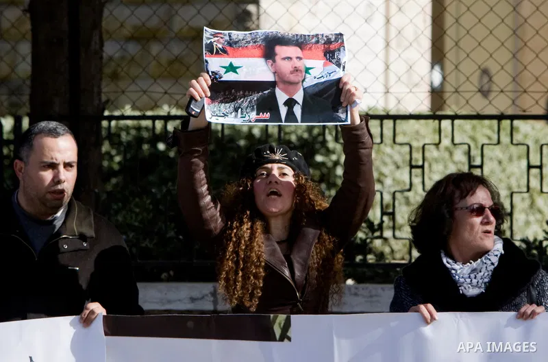 Israel Arabs protest against Turkey in front of the Turkish consulate in east Jerusalem during a demonstration in support for the Syrian President Bashar al-Assad on January 8, 2012. Photo by Mahfouz Abu Turk