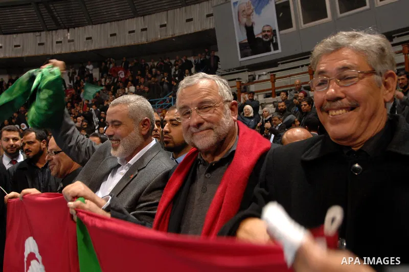 Ismail Haniya, prime minister in the Hamas-ruled Gaza Strip, gestures as he speaks in front of supporters of the Tunisian islamist Ennahdha Party on January 8, 2012 in Tunis. A visit by Gaza's Hamas leader has angered th...