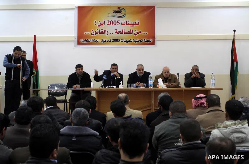 Palestinians Officials during a meeting to discuss the situation of "2005 employees" in Gaza City on Jan.14, 2012. Photo by Mohammed Asad