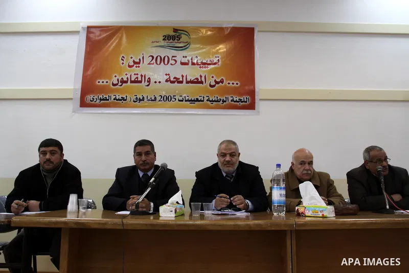 Palestinians Officials during a meeting to discuss the situation of "2005 employees" in Gaza City on Jan.14, 2012. Photo by Mohammed Asad