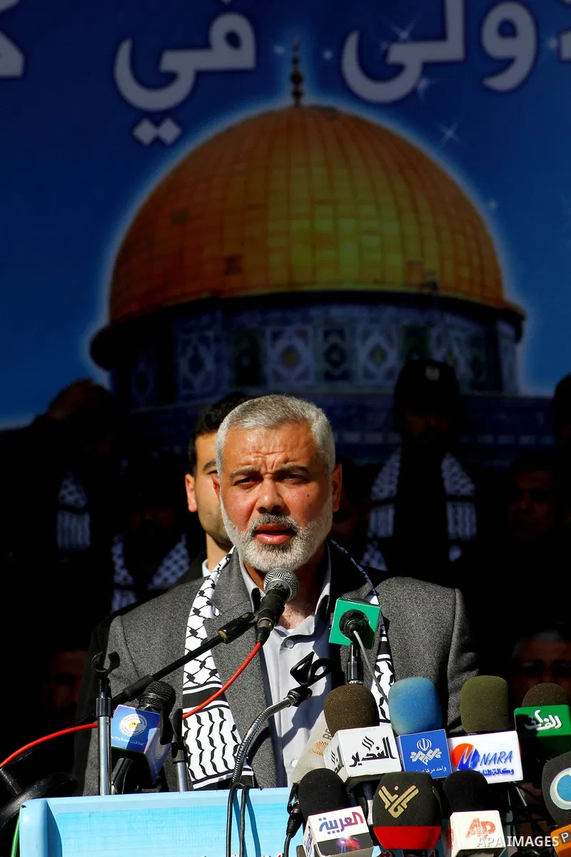 Palestinian Prime Minister in Gaza Strip, Ismail Haniyeh, speaks during a graduation ceremony Palestinian members of Hamas security forces in Gaza City on Jan. 16, 2012. Photo by Ashraf Amra