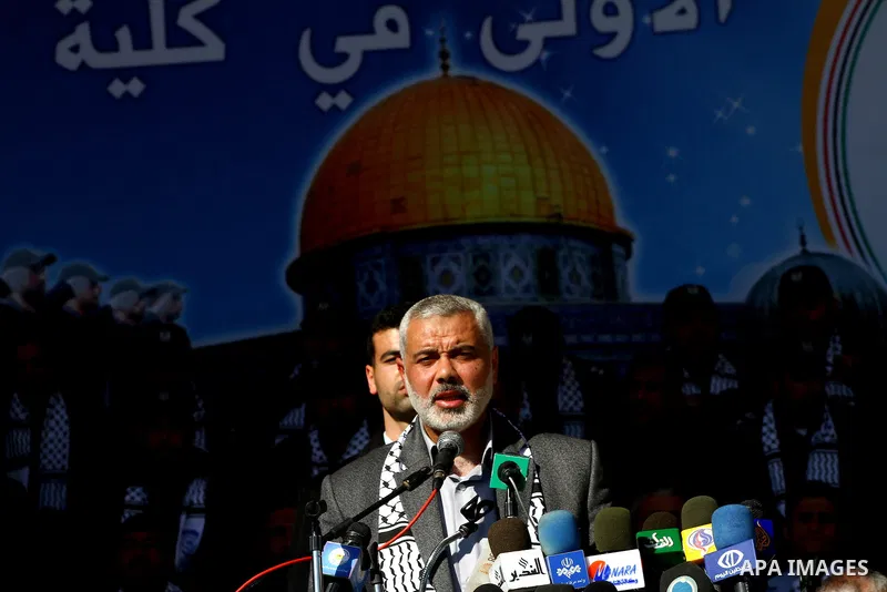 Palestinian Prime Minister in Gaza Strip, Ismail Haniyeh, speaks during a graduation ceremony Palestinian members of Hamas security forces in Gaza City on Jan. 16, 2012. Photo by Ashraf Amra