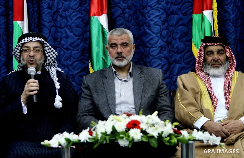 Palestinian Prime Minister in Gaza Strip, Ismail Haniyeh, receives convoy of "Miles of Smiles 8" in his office in Gaza City on Jan. 16, 2012. 16, 2012. Photo by Ashraf Amra