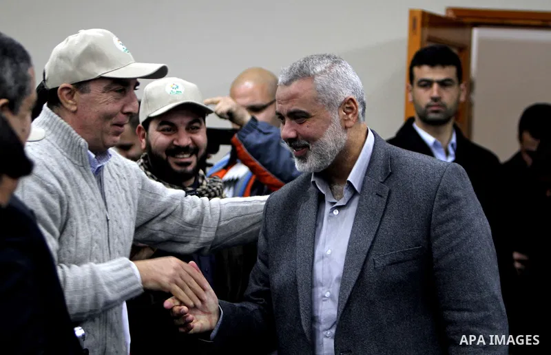 Palestinian Prime Minister in Gaza Strip, Ismail Haniyeh, receives convoy of "Miles of Smiles 8" in his office in Gaza City on Jan. 16, 2012. 16, 2012. Photo by Ashraf Amra