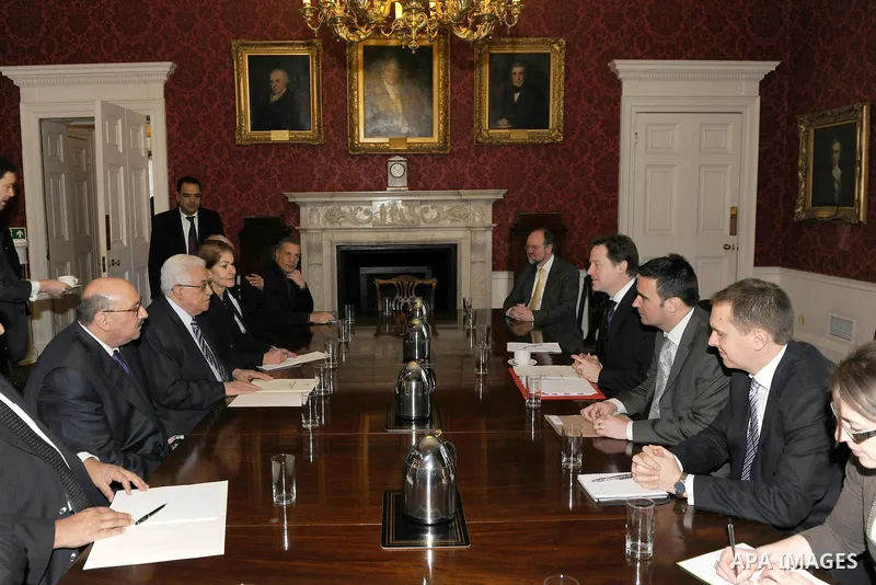 Palestinian President, Mahmoud Abbas (Abu Mazen), meets with Deputy Prime Minister Nick Clegg, in the Capital British London, on Jan.15, 2012. Photo by Thear Ganaim