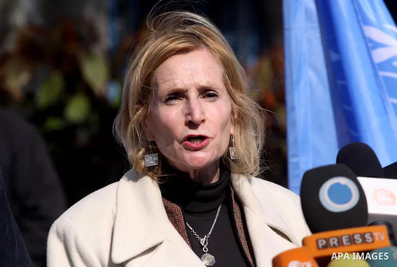 the Deputy Commissioner General of UNRWA, Margout Alice speaks during a press conference at UNRWA headquarters, in Gaza city on Jan. 17,2011. Photo by Mohammed Asad