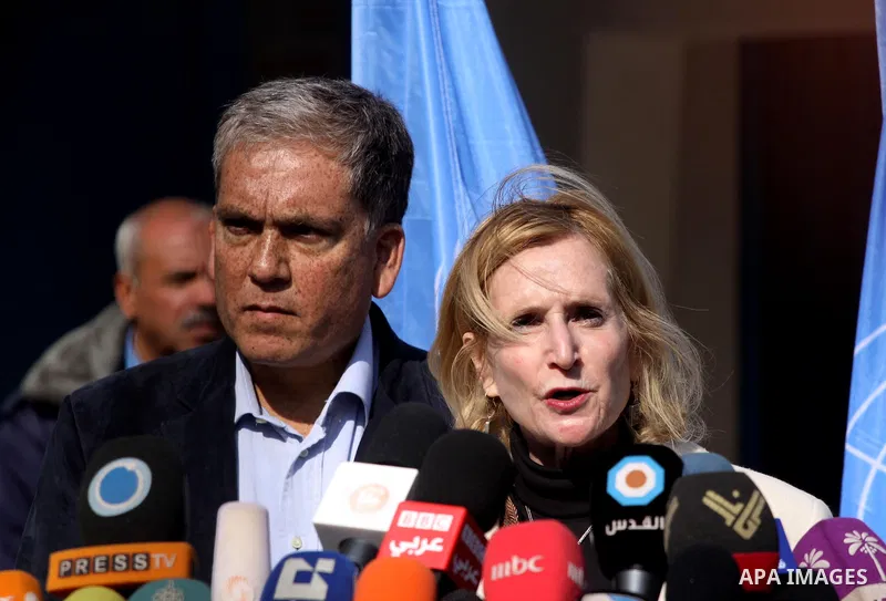 the Deputy Commissioner General of UNRWA, Margout Alice speaks during a press conference at UNRWA headquarters, in Gaza city on Jan. 17,2011. Photo by Mohammed Asad