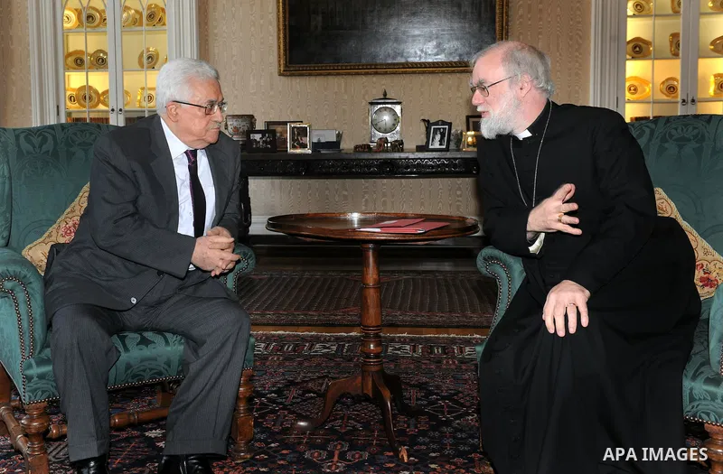 Palestinian President, Mahmoud Abbas (Abu Mazen), meets with the Archbishop of Canterbury Rowan Williams, in the Capital British London, on Jan.17, 2012. Photo by Thaer Ganaim