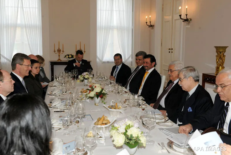 Palestine President Mahmoud Abbas meets German President Christian Wulff at Bellevue Palace in Berlin, Germany, 18 January 2012. The next day Abbas will meet German Chancellor Angela Merkel (CDU) for political talks. Pho...