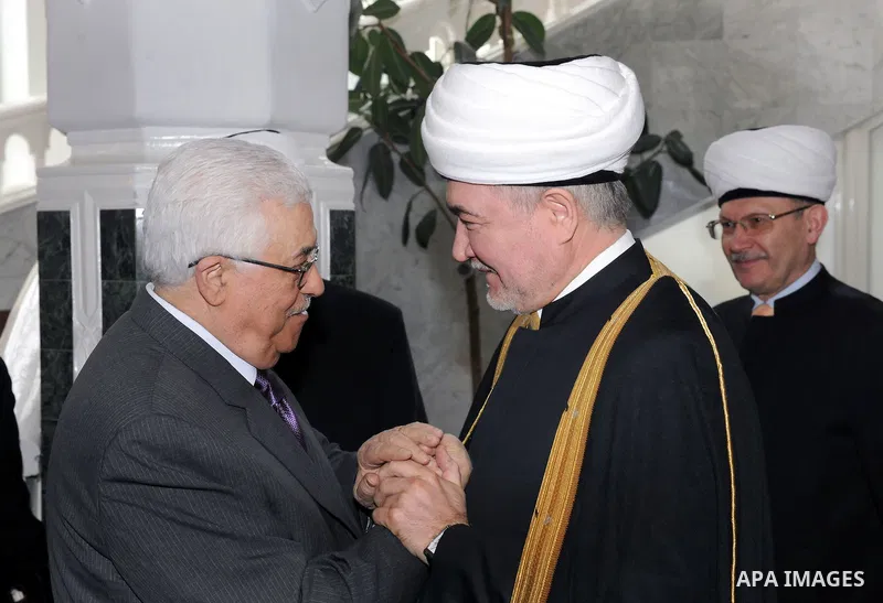 Palestinian President Mahmoud Abbas (Abu Mazen) receives Chairman of the Council of Fatwa, el- sheikh Rami Ein el- Dein, in the Russian Federation, on Jan. 22, 2012 . Photo by Thaer Ganaim