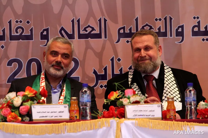 Palestinian Prime Minister in Gaza Strip, Ismail Haniyah attends a celebration in the ocassion of Teacher's Day, in Gaza city on Jan. 22, 2012. Photo by Mohammed Asad