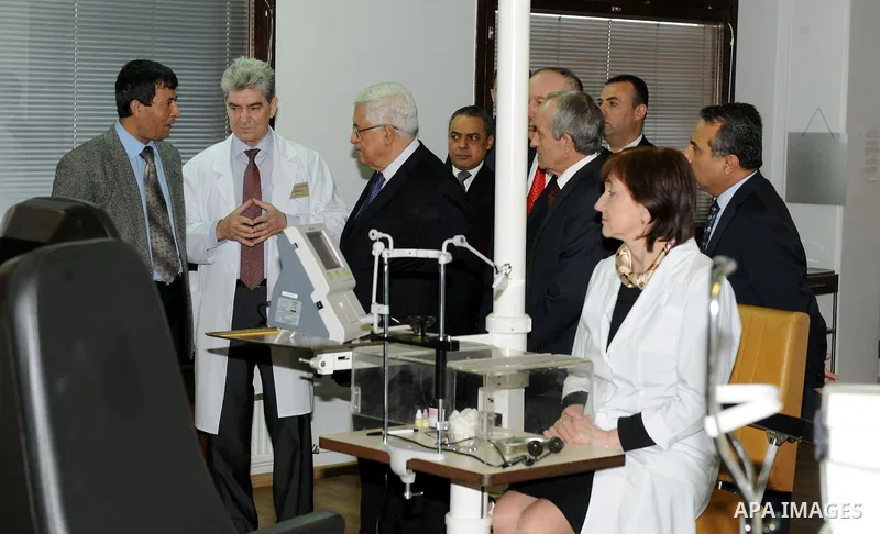 Palestinian President Mahmoud Abbas (Abu Mazen), during his visit federal institution (compound Faudovov Scientific) for eye surgery, the city of Cheboksary, on Jan. 23, 2012. Photo by Thaer Ganaim