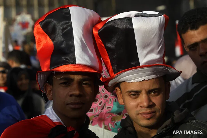 Egyptian demonstrators gather to celebrate the one year anniversary of the 25th January uprising at Tahrir square in Cairo, Egypt, 25 January 2012. One year earlier the same day Egyptians started an uprising which result...