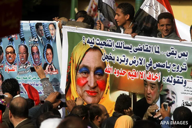 Egyptian demonstrators gather to celebrate the one year anniversary of the 25th January uprising at Tahrir square in Cairo, Egypt, 25 January 2012. One year earlier the same day Egyptians started an uprising which result...