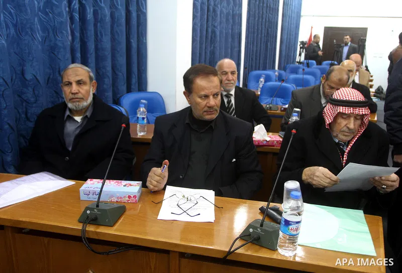Palestinian Legislative Council members of the mass of change and reform during a meeting in Gaza city on Jan. 26, 2012. Photo by Ashraf Amra