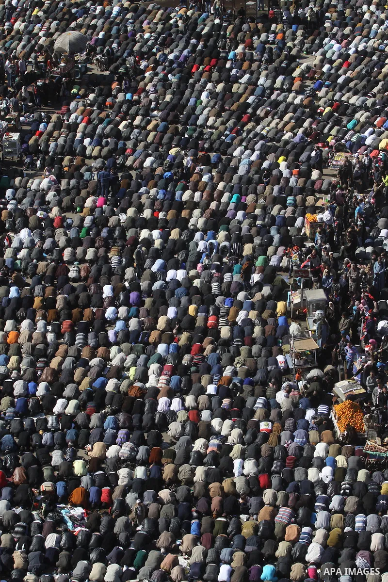 Thousands of Egyptian protesters attend a rally in Cairo's Tahrir Square on January 27, 2012 to demand democratic change, a year after the uprising that toppled Hosni Mubarak. Photo by Naaman Omar