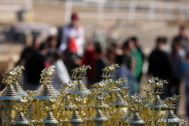 Palestinian jockeys take part in a horse race at an equestrian club in the West Bank city of Jericho January 27, 2012. Photo by Issam Rimawi