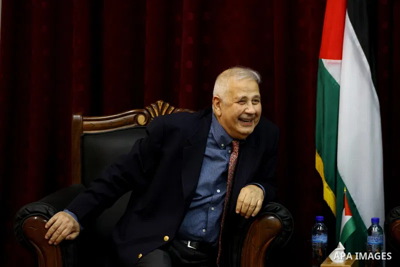Palestinian head of Central Elections Committee, Hanna Nasser during a meeting with Palestinian Prime Minister in Gaza Strip, Ismail Haniya, in Gaza city, on Jan. 29, 2012. Photo by Ashraf Amra