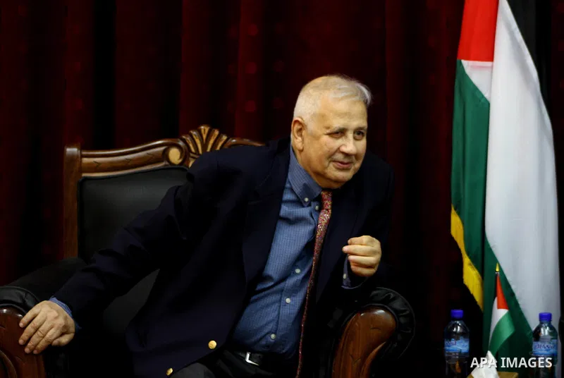 Palestinian head of Central Elections Committee, Hanna Nasser during a meeting with Palestinian Prime Minister in Gaza Strip, Ismail Haniya, in Gaza city, on Jan. 29, 2012. Photo by Ashraf Amra