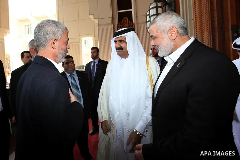 Palestinian Prime Minister in Gaza Strip, Ismail Haniyah meets with the Qatari Emir Sheikh Hamad bin Khalifa Al Thani in the Qatari capital of Doha on Jan. 31,2012. Photo by Mohammed Al-Ostaz