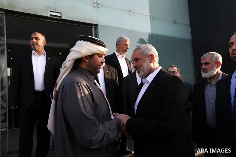 Palestinian Prime Minister in Gaza Strip, Ismail Haniyah visits Al-Jazeera Channel on Jan. 31,2012. Photo by Mohammed Al-Ostaz