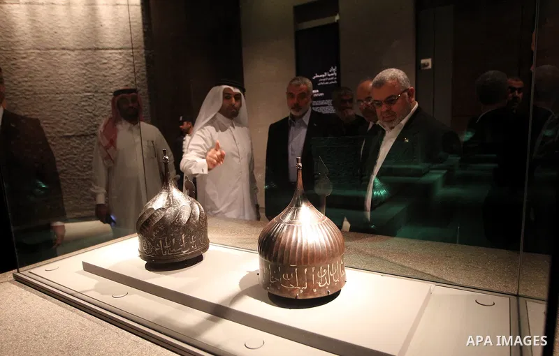 Palestinian Prime Minister in Gaza Strip, Ismail Haniyah visits Islamic Museum in the Qatari capital of Doha on Feb. 01, 2012. Photo by Mohammed Al-Ostaz.