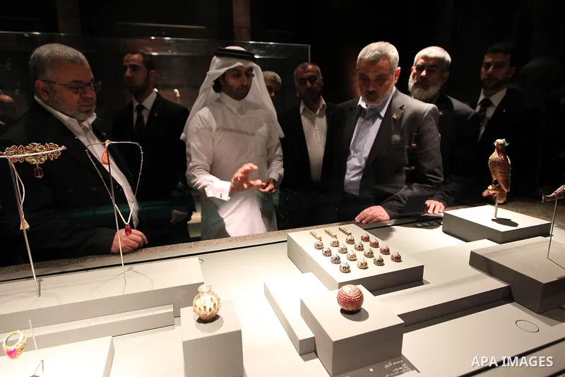 Palestinian Prime Minister in Gaza Strip, Ismail Haniyah visits Islamic Museum in the Qatari capital of Doha on Feb. 01, 2012. Photo by Mohammed Al-Ostaz.