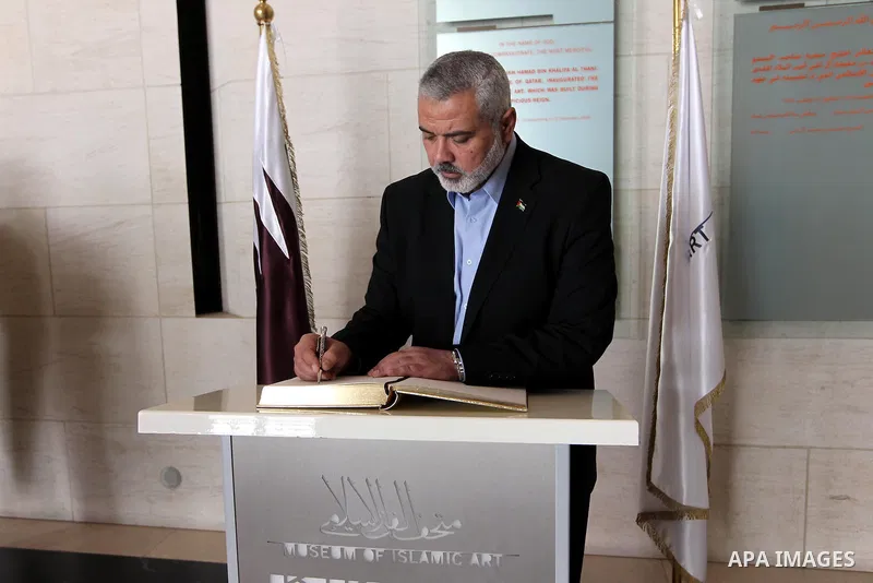 Palestinian Prime Minister in Gaza Strip, Ismail Haniyah visits Islamic Museum in the Qatari capital of Doha on Feb. 01, 2012. Photo by Mohammed Al-Ostaz.