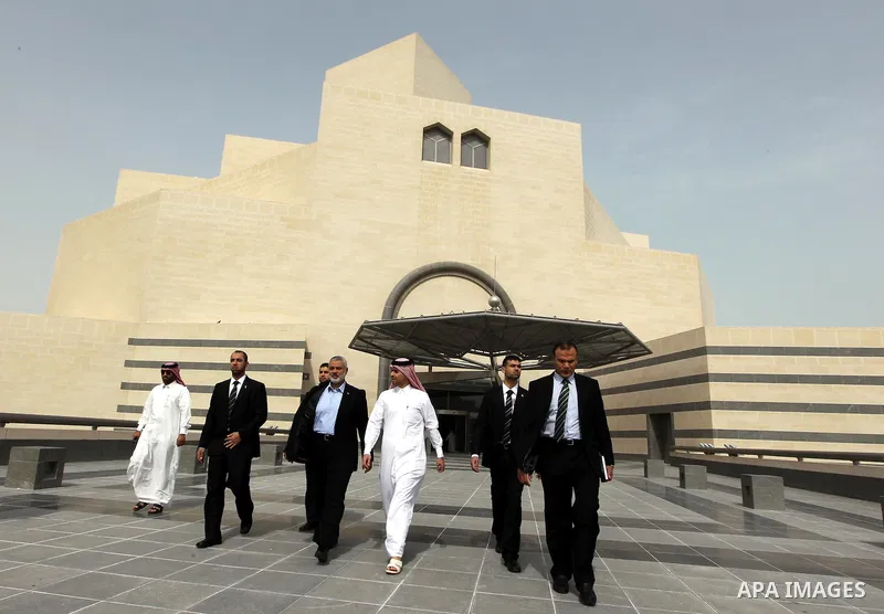 Palestinian Prime Minister in Gaza Strip, Ismail Haniyah visits Islamic Museum in the Qatari capital of Doha on Feb. 01, 2012. Photo by Mohammed Al-Ostaz.