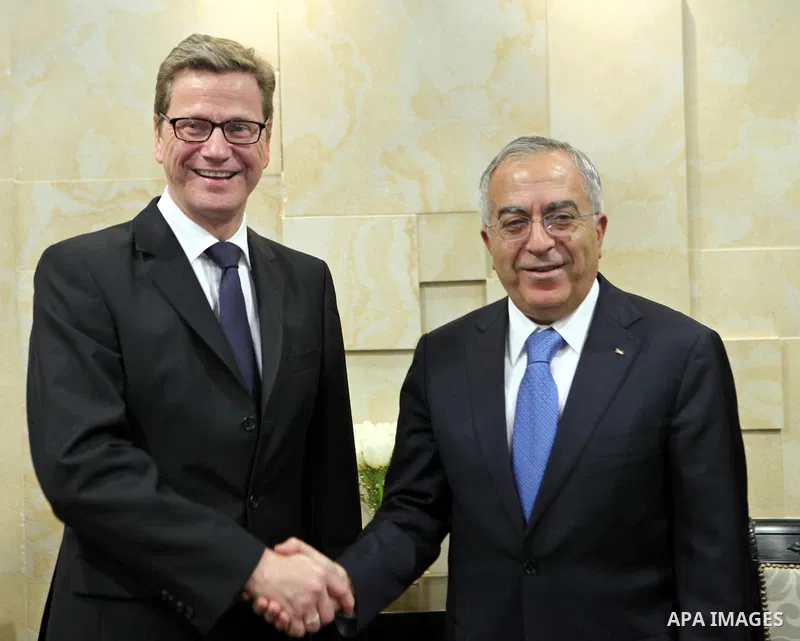 Palestinian Prime Minister, Salam Fayyad meets with German Foreign Minister, Guido Pfister Welle in the West Bank city of Ramallah on Jan. 31, 2012. photo by Mustafa Abu Dayeh